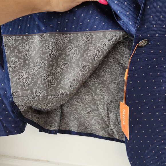 NWT $350 Tallia Blue Blazer Suit Jacket Sport Coat Polka Dot Men's 38 Reg (38R) - Picture 6 of 7